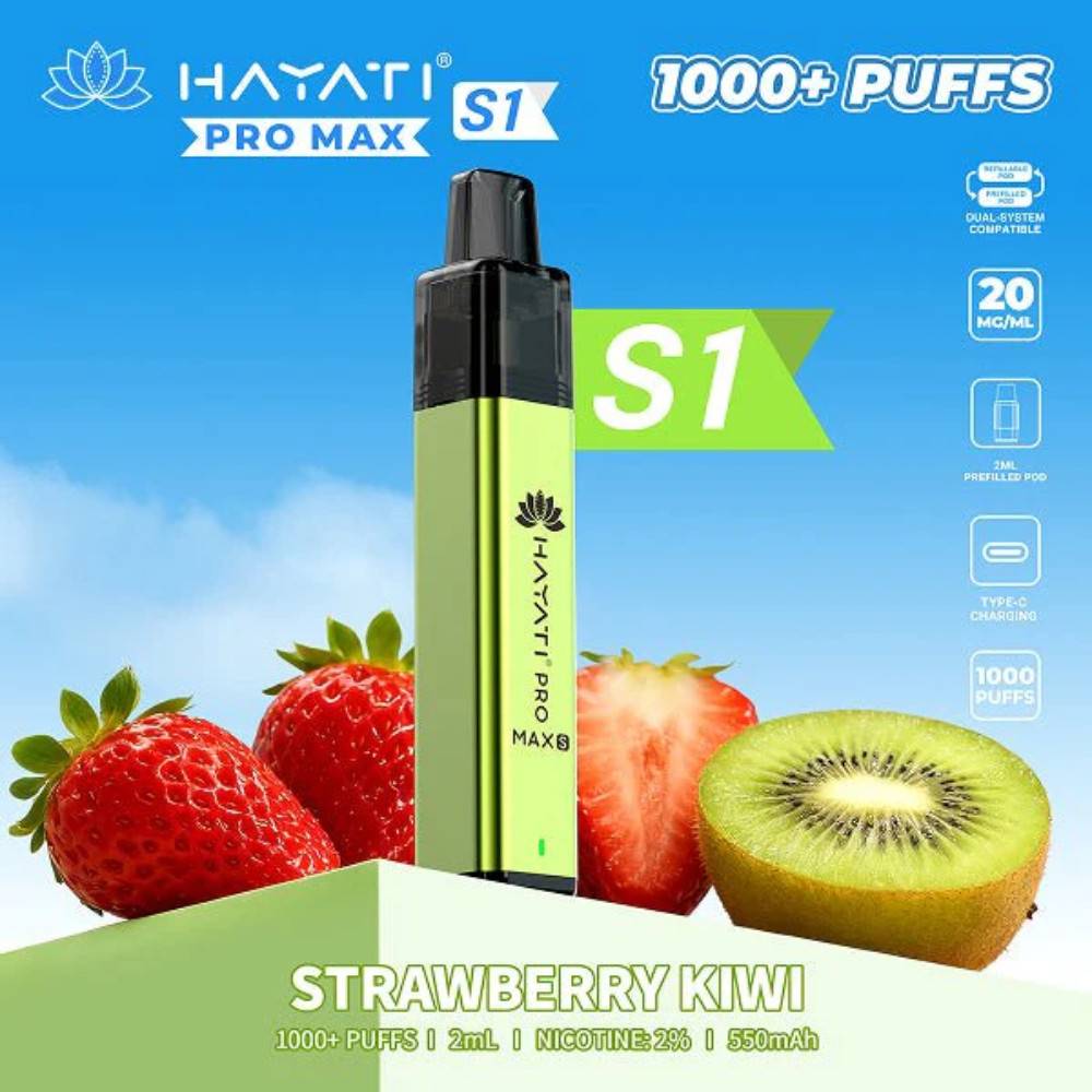 Hayati Pro Max S1 Vape Kit Box of 10 Strawberry Kiwi