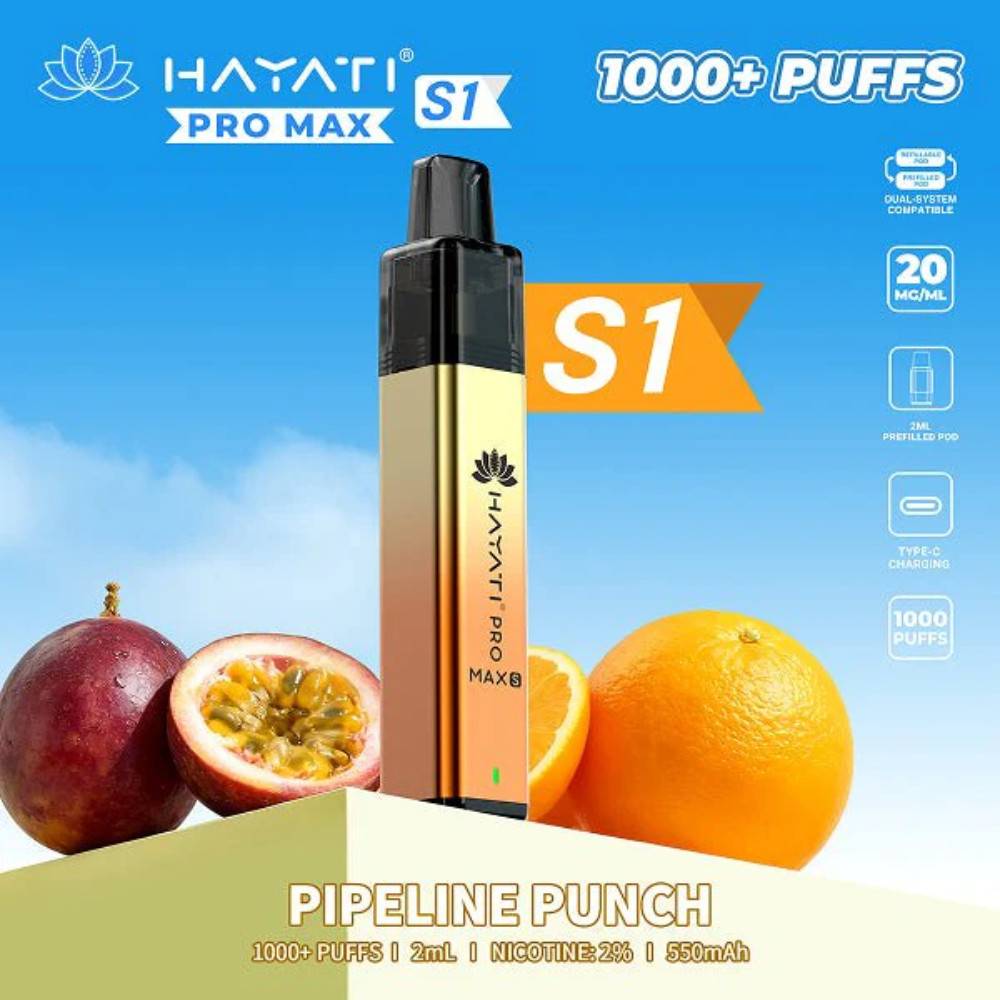 Hayati Pro Max S1 Vape Kit Box of 10 Pipeline Punch