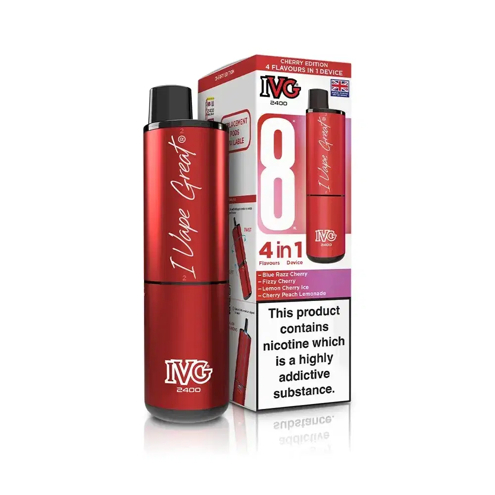 IVG 2400 Prefilled Pod Vape Kit Box of 5 Cherry Edition