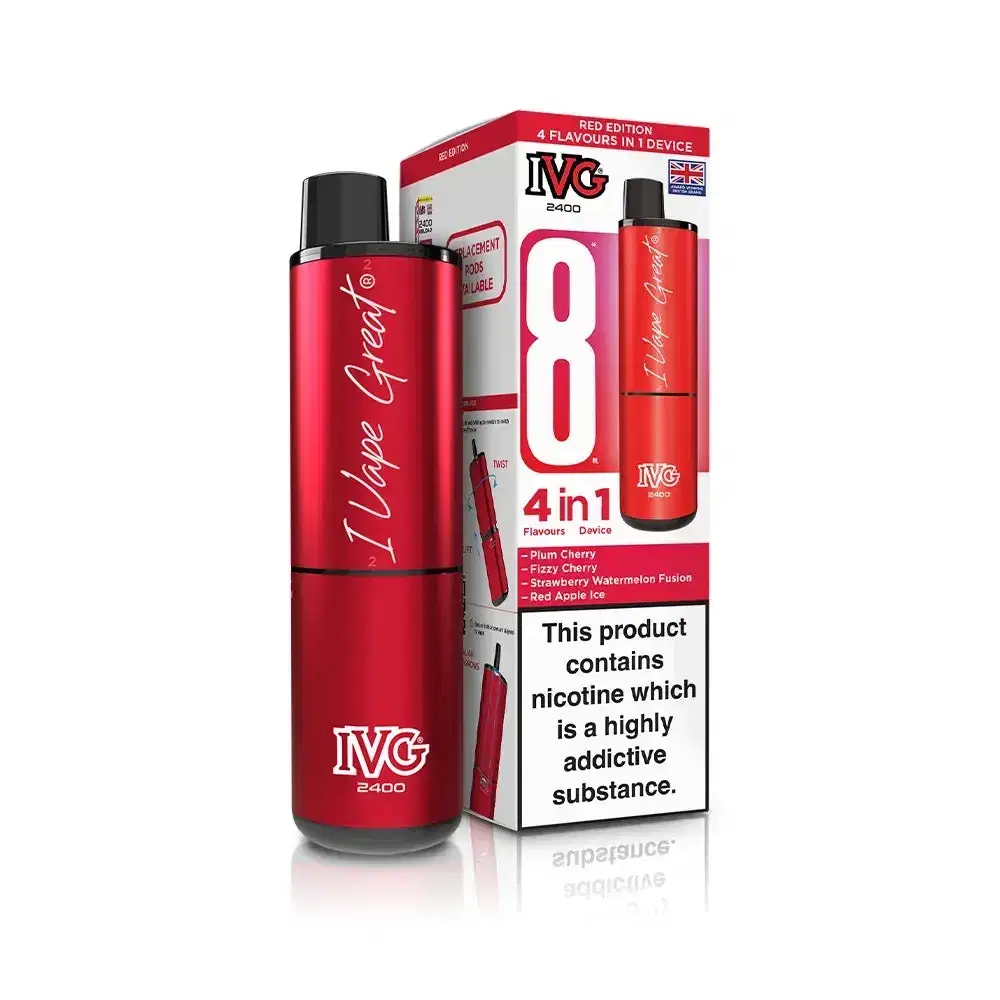 IVG 2400 Prefilled Pod Vape Kit Box of 5 Red Edition