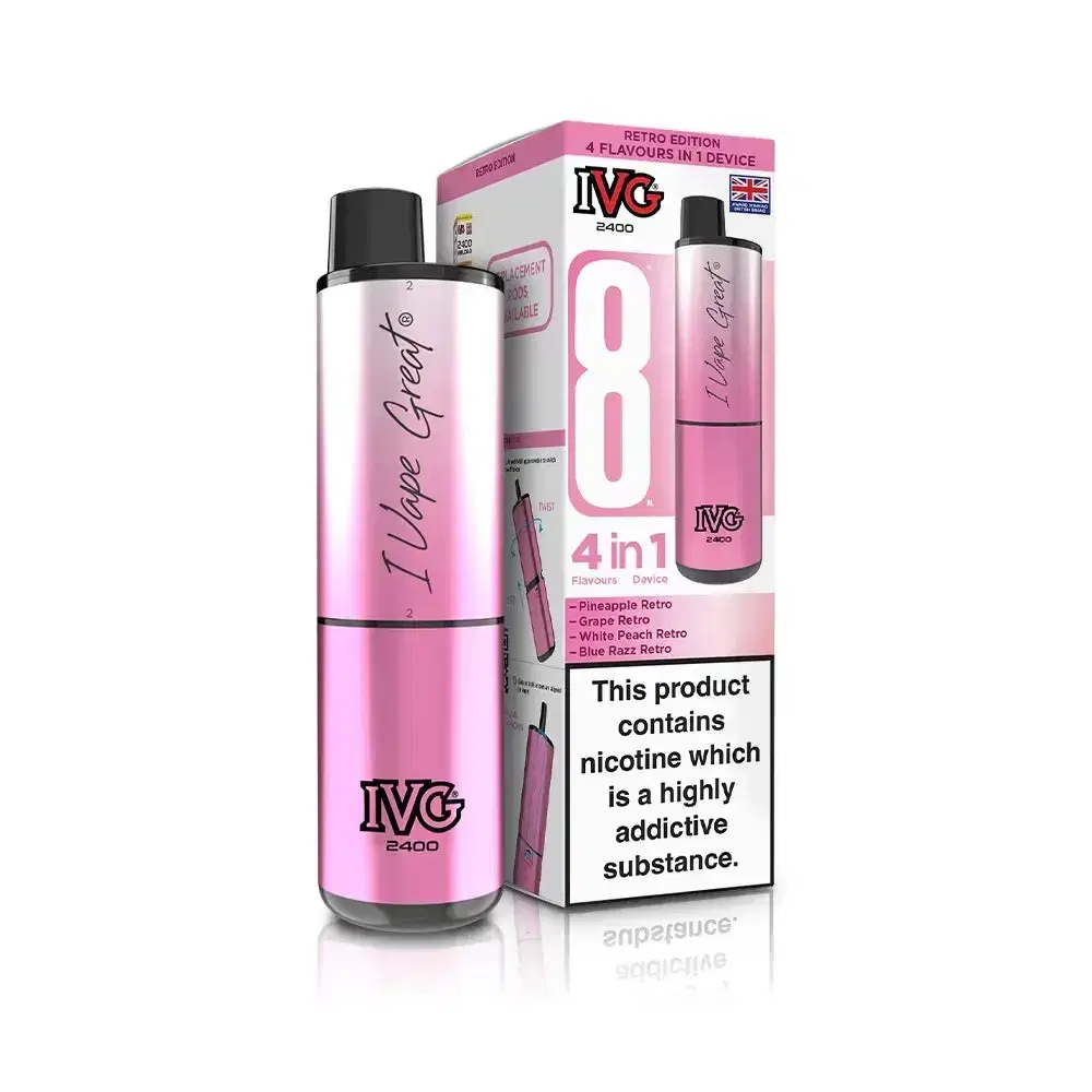 IVG 2400 Prefilled Pod Vape Kit Box of 5 Retro Edition