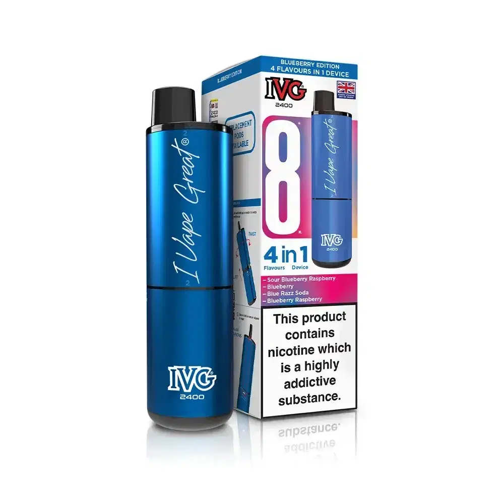 IVG 2400 Prefilled Pod Vape Kit Box of 5 Blueberry Edition