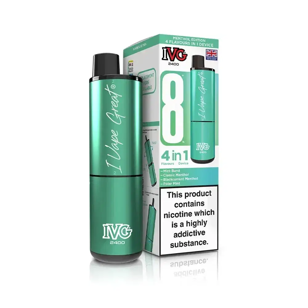 IVG 2400 Prefilled Pod Vape Kit Box of 5 Menthol Edition