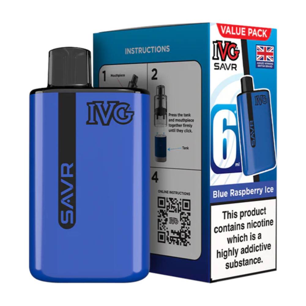 IVG Savr 3000 Vape Kit Box of 5 Blue Raspberry ice