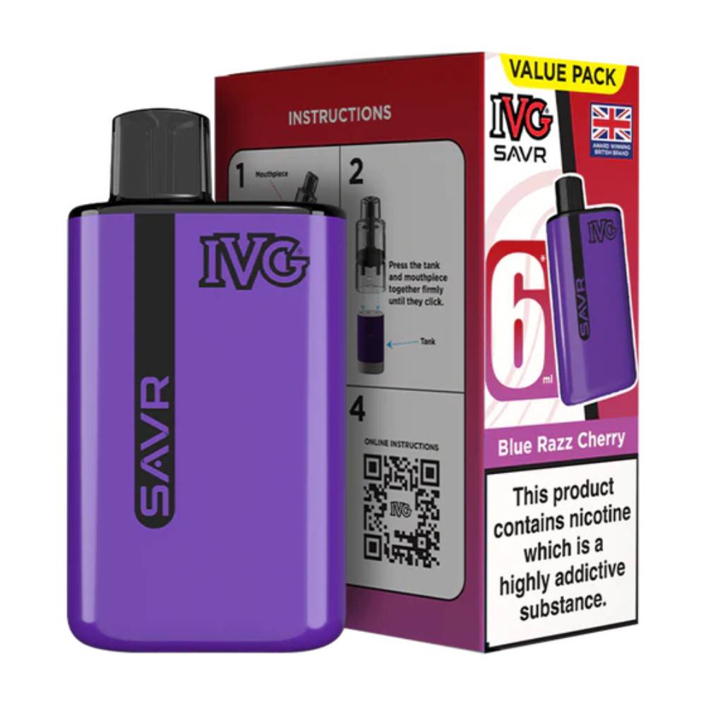 IVG Savr 3000 Vape Kit Box of 5 Blue Razz Cherry