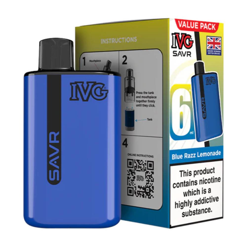 IVG Savr 3000 Vape Kit Box of 5 Blue Razz Lemonade