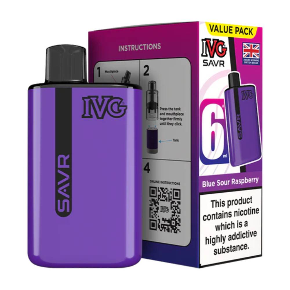 IVG Savr 3000 Vape Kit Box of 5 Blue Sour Raspberry