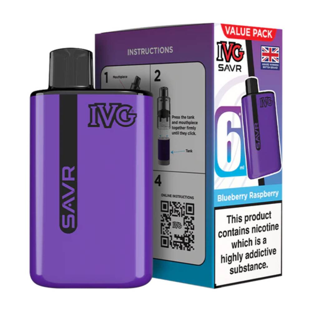 IVG Savr 3000 Vape Kit Box of 5 Blueberry Raspberry