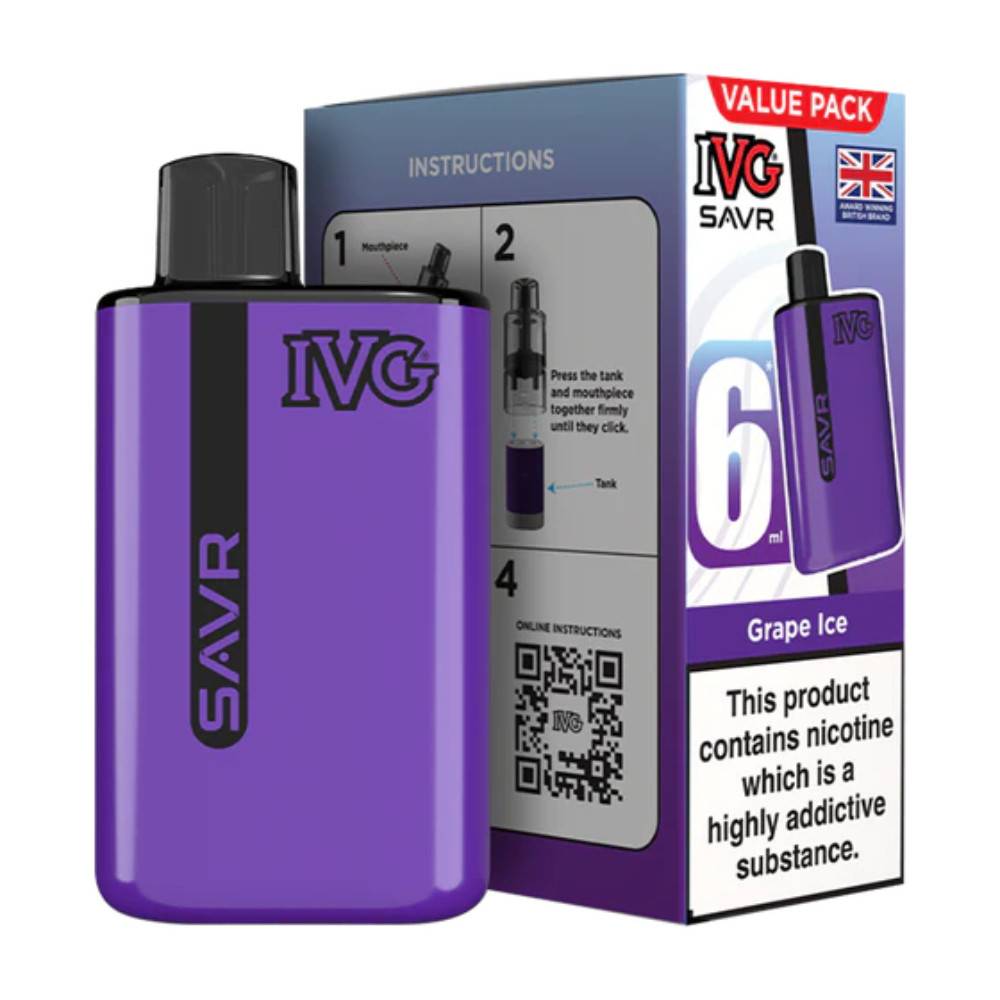 IVG Savr 3000 Vape Kit Box of 5 Grape Ice