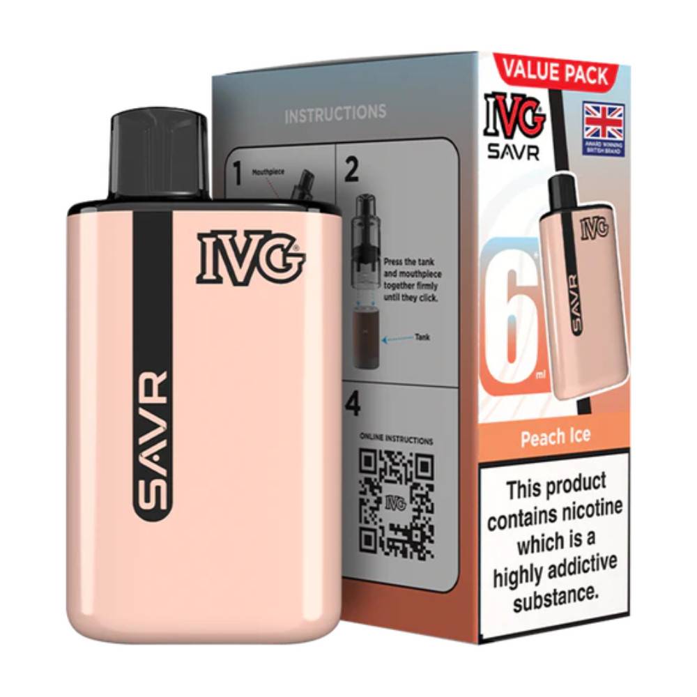 IVG Savr 3000 Vape Kit Box of 5 Peach Ice