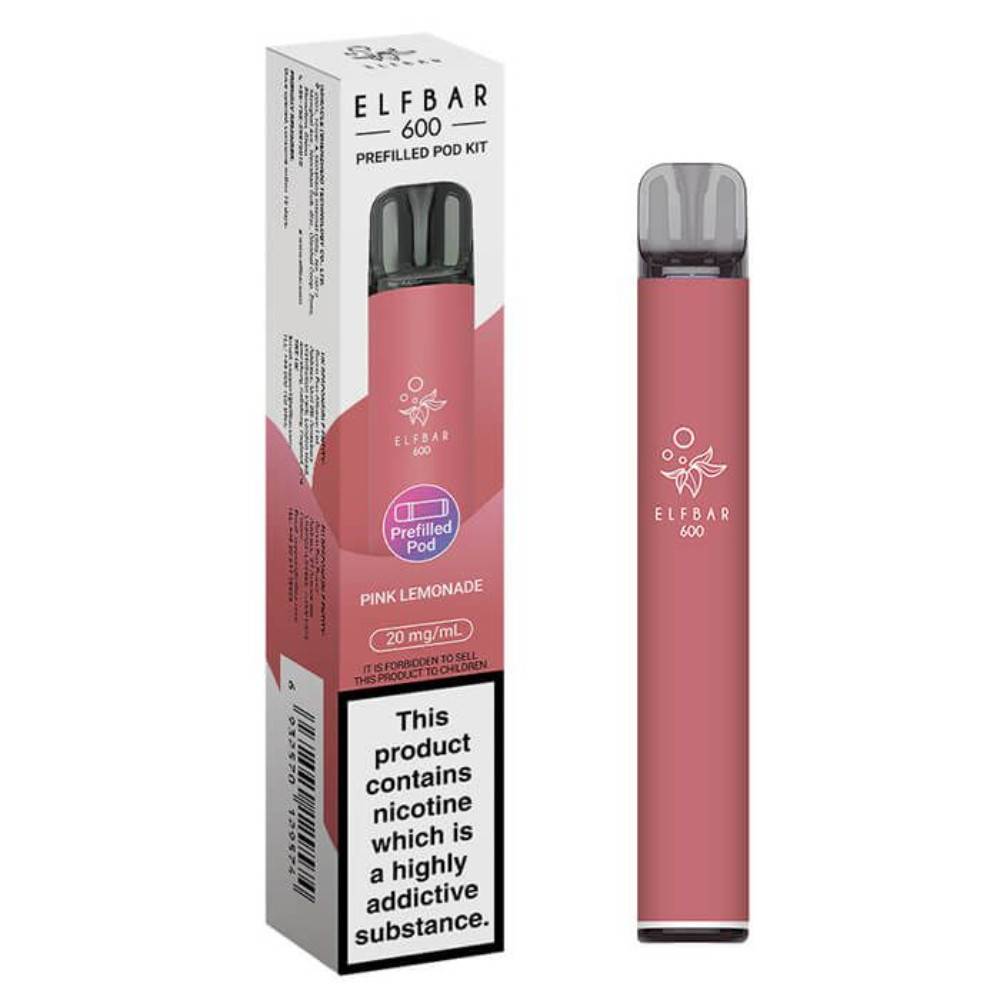 Elf Bar 600 Prefilled Pod Kit Box of 10 Pink Lemonade