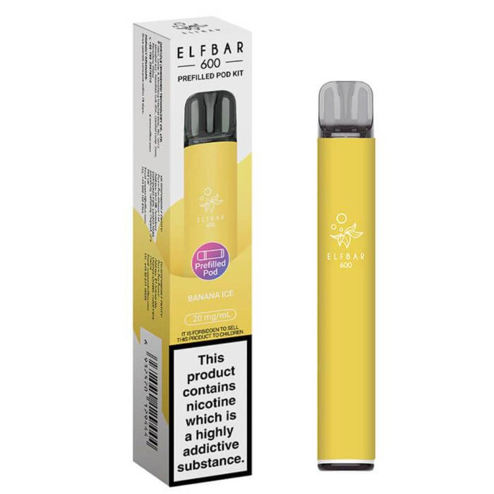 Elf Bar 600 Prefilled Pod Kit Box of 10 Banana Ice