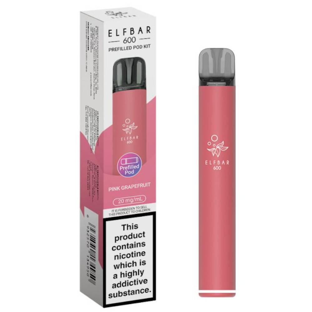 Elf Bar 600 Prefilled Pod Kit Box of 10 Pink Grapefruit
