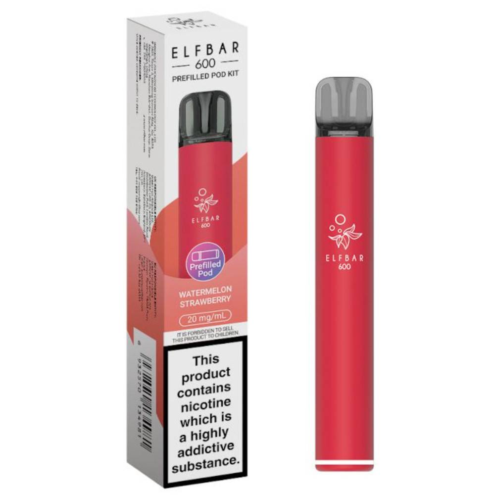 Elf Bar 600 Prefilled Pod Kit Box of 10 Watermelon Strawberry