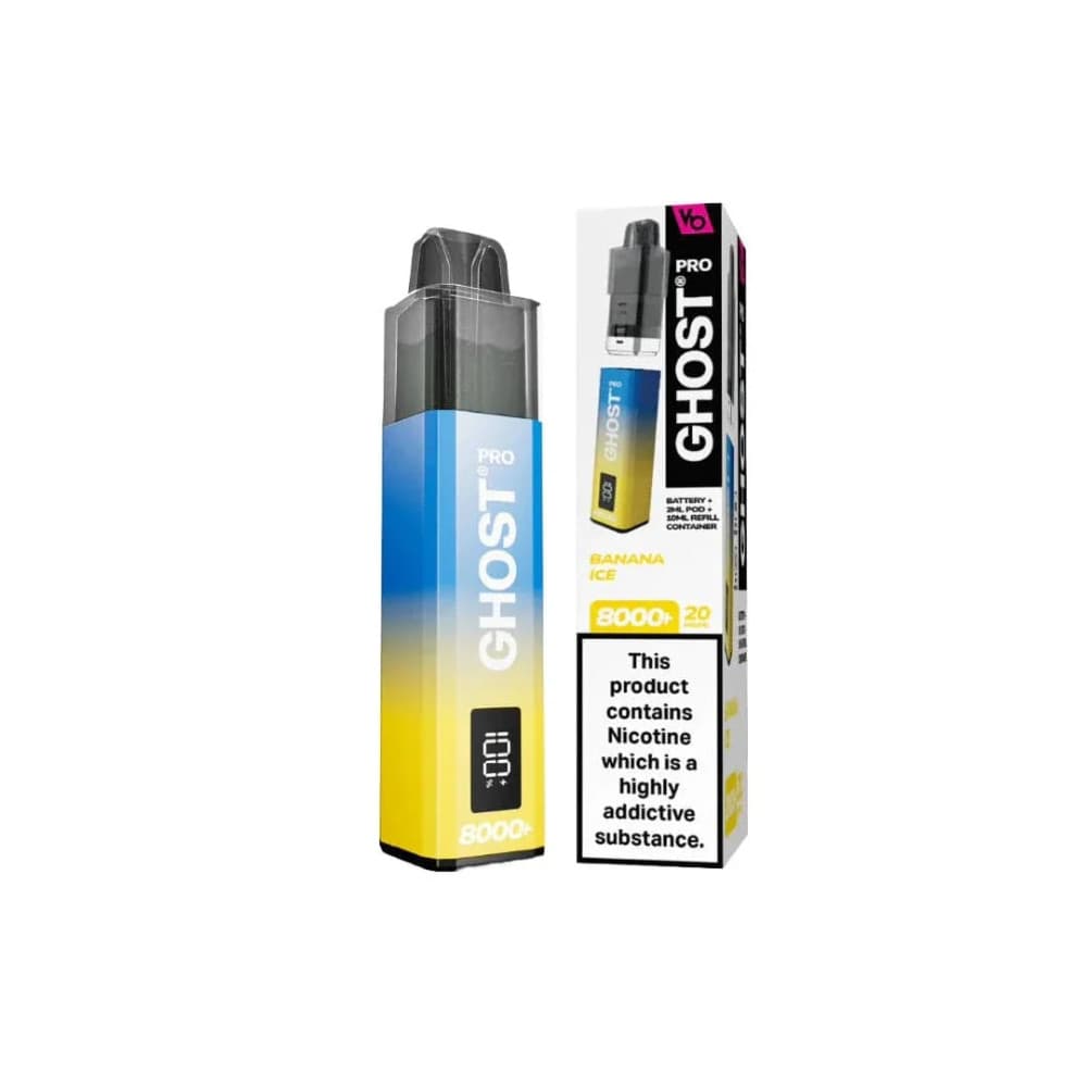  Banana Ice Ghost Pro 8000 Prefilled Vape Kit Box of 5