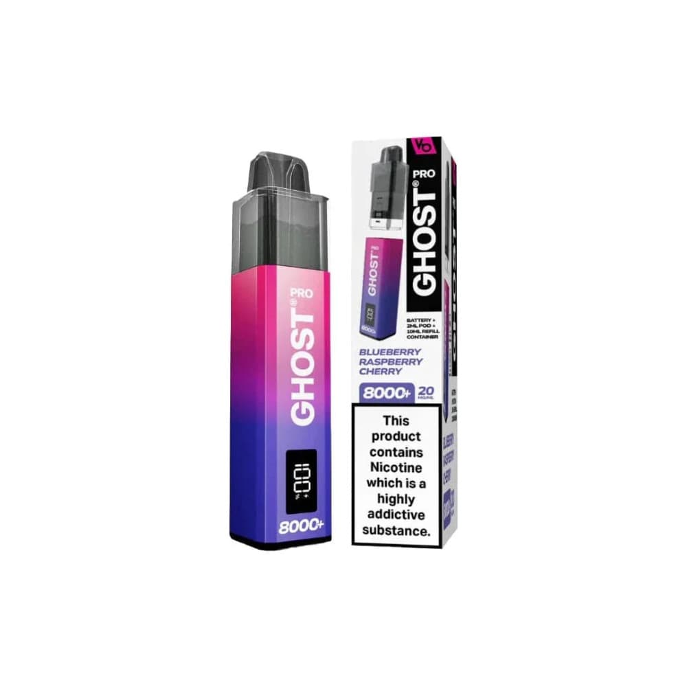  Blueberry Raspberry Cherry Ghost Pro 8000 Prefilled Vape Kit Box of 5