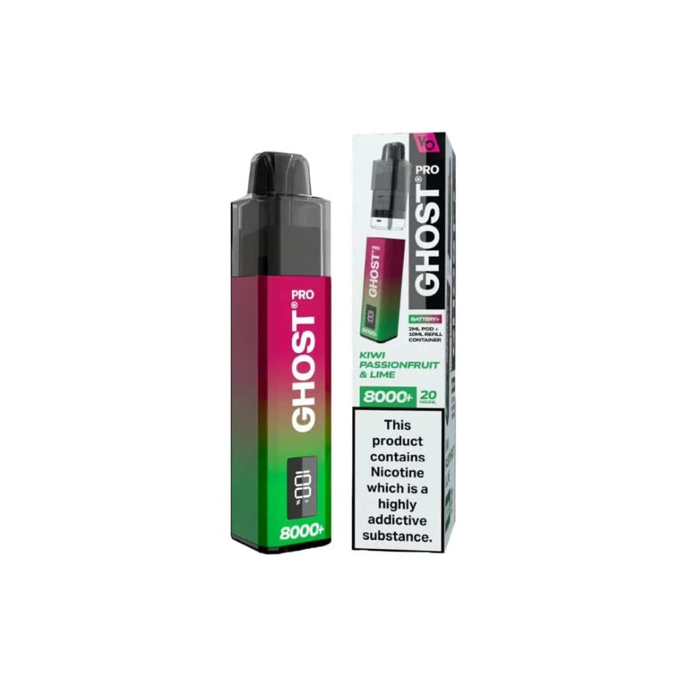  Kiwi Passionfruit & Lime Ghost Pro 8000 Prefilled Vape Kit Box of 5