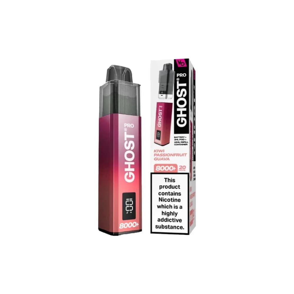  Kiwi Passionfruit Guava Ghost Pro 8000 Prefilled Vape Kit Box of 5