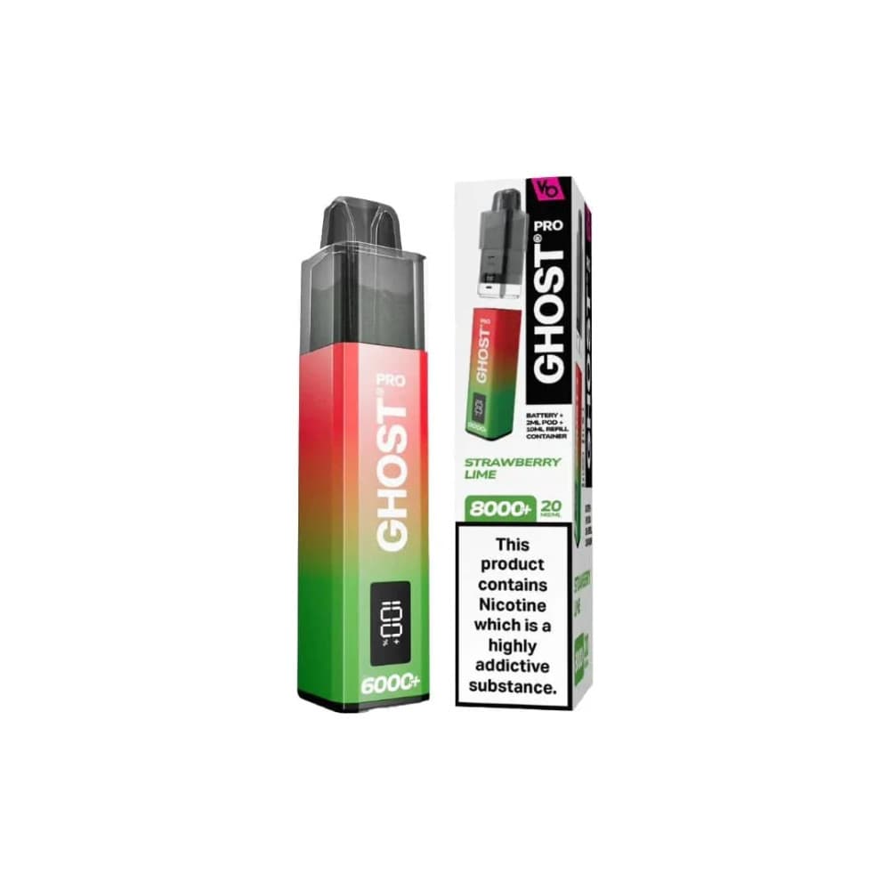  Strawberry Lime Ghost Pro 8000 Prefilled Vape Kit Box of 5