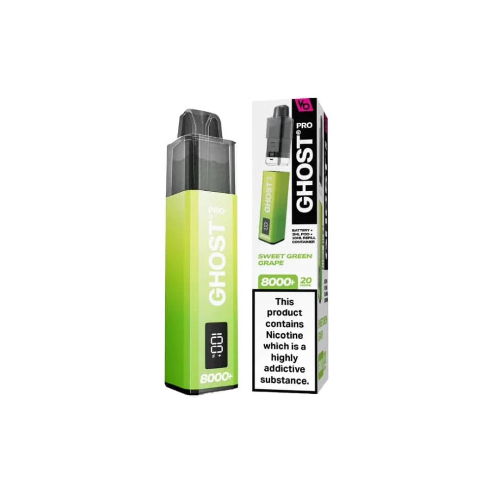  Sweet Green Grape Ghost Pro 8000 Prefilled Vape Kit Box of 5