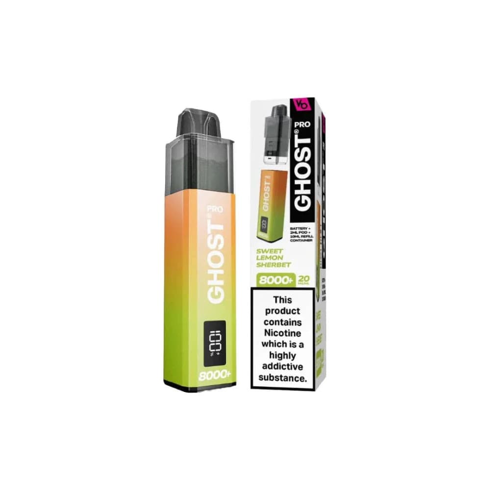  Sweet Lemon Sherbet Ghost Pro 8000 Prefilled Vape Kit Box of 5