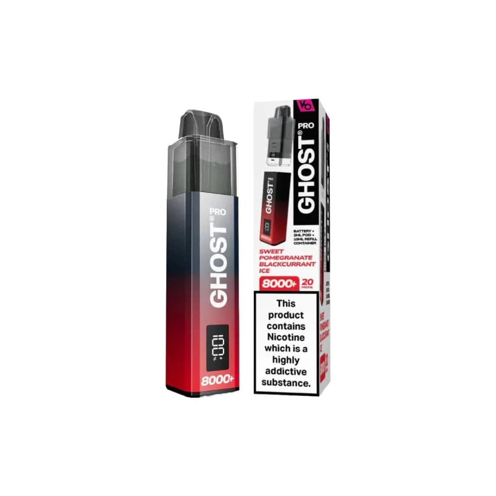  Sweet Pomegranate Blackcurrant Ice Ghost Pro 8000 Prefilled Vape Kit Box of 5