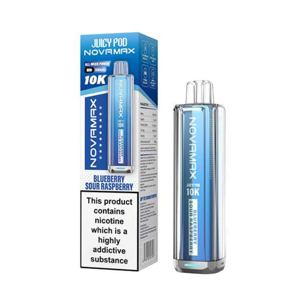  Blueberry Sour Raspberry Juicypod Novamax 10k Vape Kit Box of 5