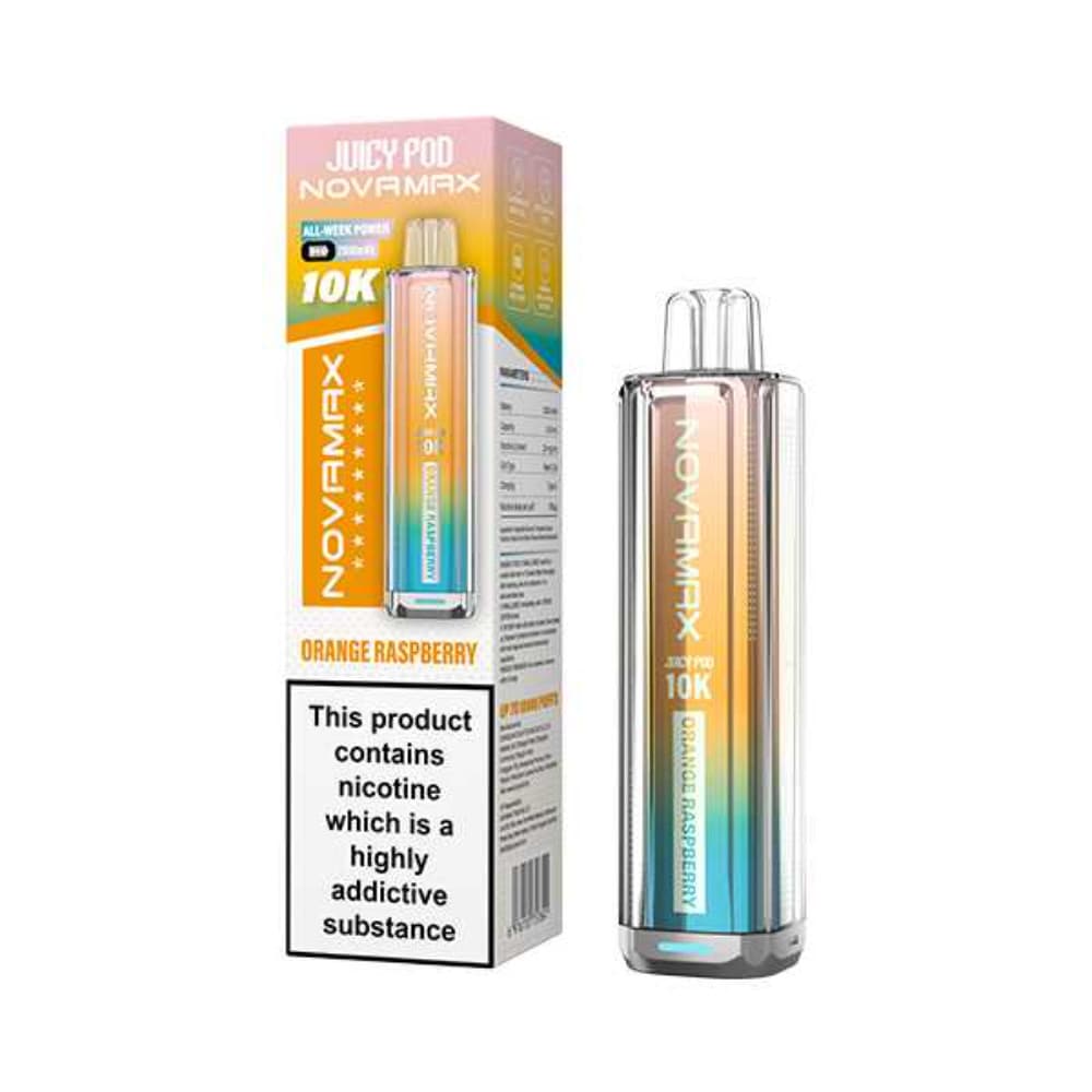  Orange Raspberry Juicypod Novamax 10k Vape Kit Box of 5
