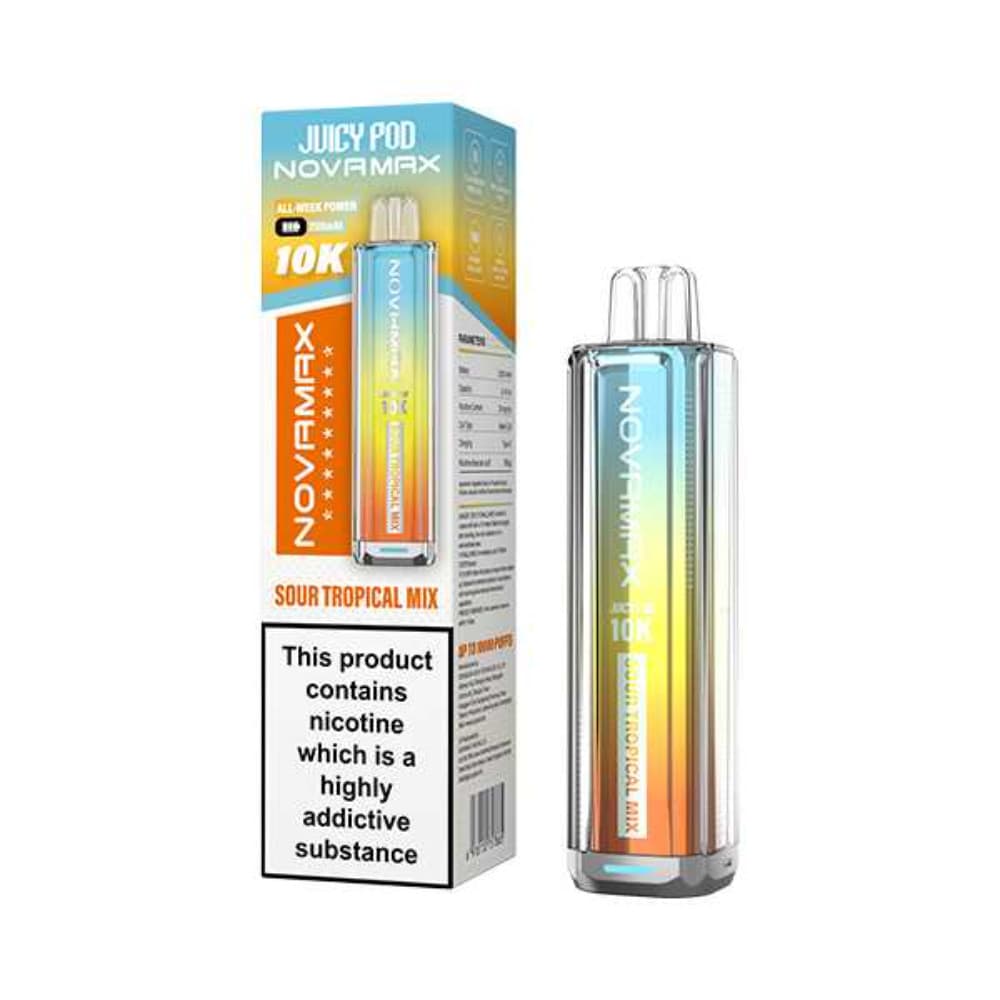  Sour Tropical Mix Juicypod Novamax 10k Vape Kit Box of 5