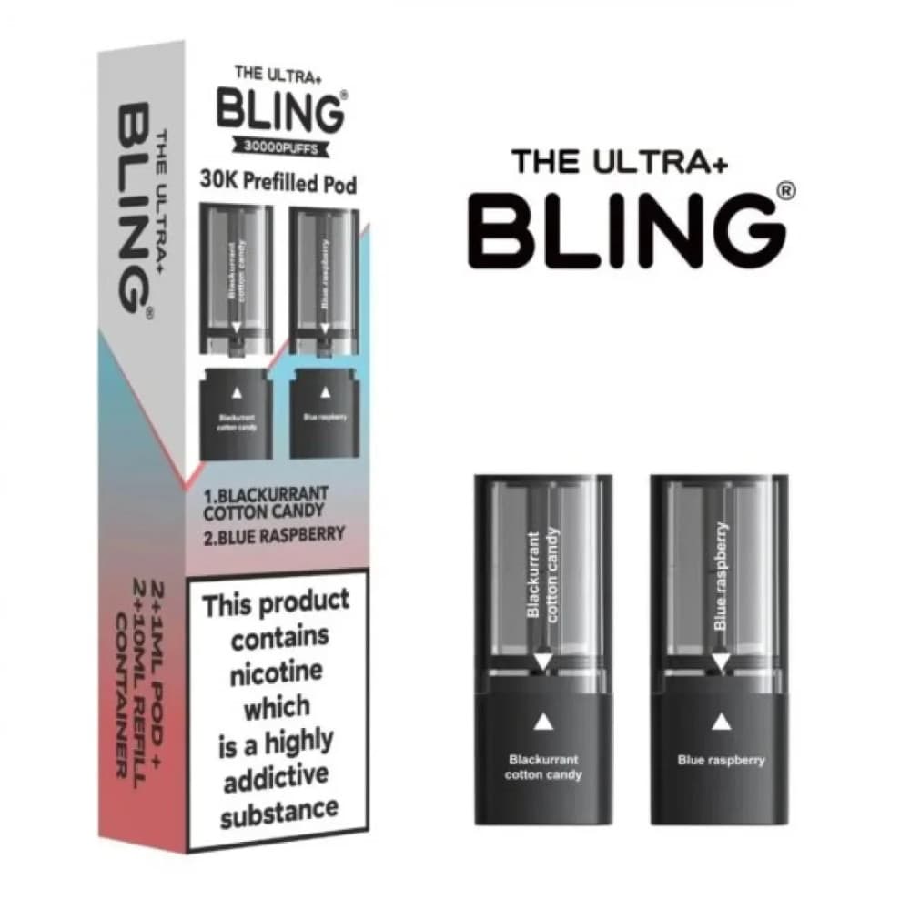  Blackcurrant Cotton Candy/Blue Raspberry The Crystal Bling Ultra Plus 30k Pods Pack of 5