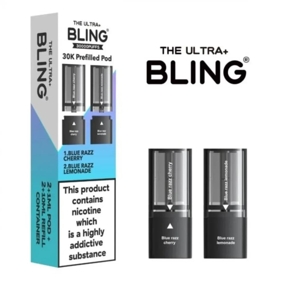  Blue Razz Cherry/Blue Razz Lemonade The Crystal Bling Ultra Plus 30k Pods Pack of 5