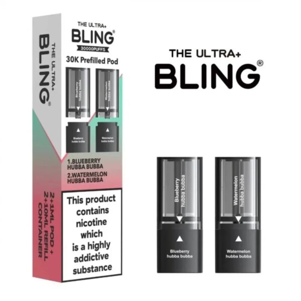  Blueberry Hubba Bubba/Watermelon Hubba Bubba The Crystal Bling Ultra Plus 30k Pods Pack of 5