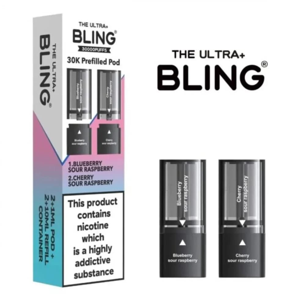 Blueberry Sour Raspberry/Cherry Sour Raspberry The Crystal Bling Ultra Plus 30k Pods Pack of 5