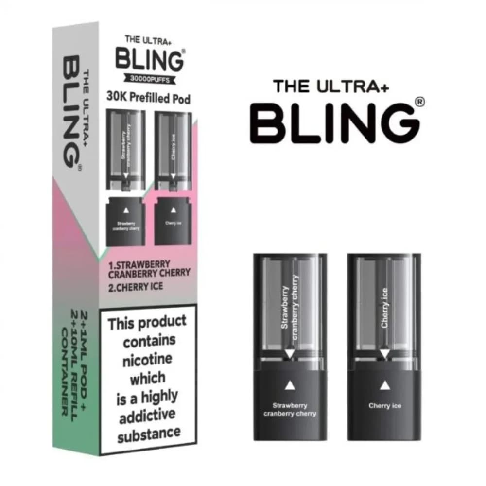  Strawberry Cranberry Cherry/Cherry Ice The Crystal Bling Ultra Plus 30k Pods Pack of 5