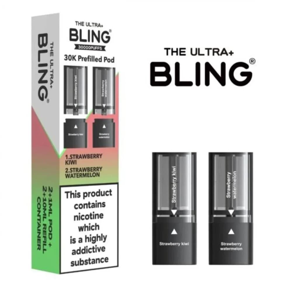  Strawberry Kiwi/Strawberry Watermelon The Crystal Bling Ultra Plus 30k Pods Pack of 5