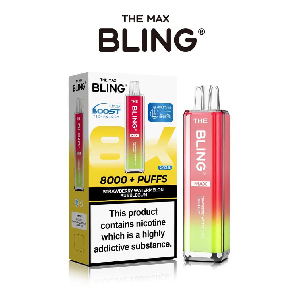  Strawberry Watermelon Bubble Gum The Crystal Bling Pro Max 10k Vape Kit Box of 5
