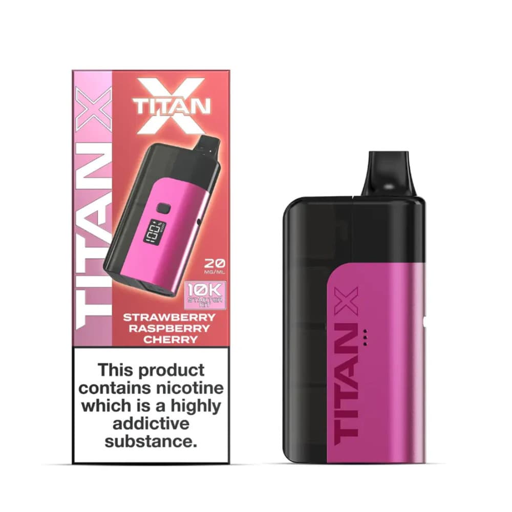  Strawberry Raspberry Cherry Titan X 10k Prefilled Vape Kit Box of 5