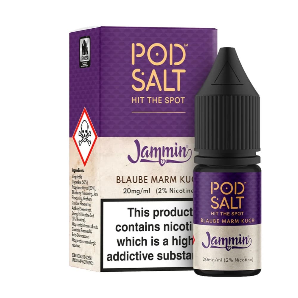  Jammin - Blueberry Jam Tart / 20mg Pod Salt Fusions Nic Salts e liquids 10ml Box of 5