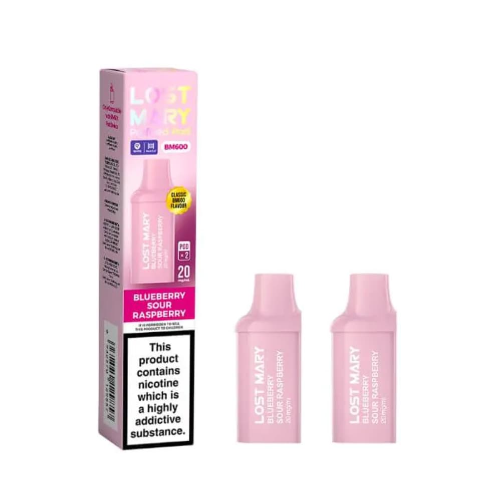 Blueberry Sour Raspberry Lost Mary Bm600 Prefilled Pods Box of 10