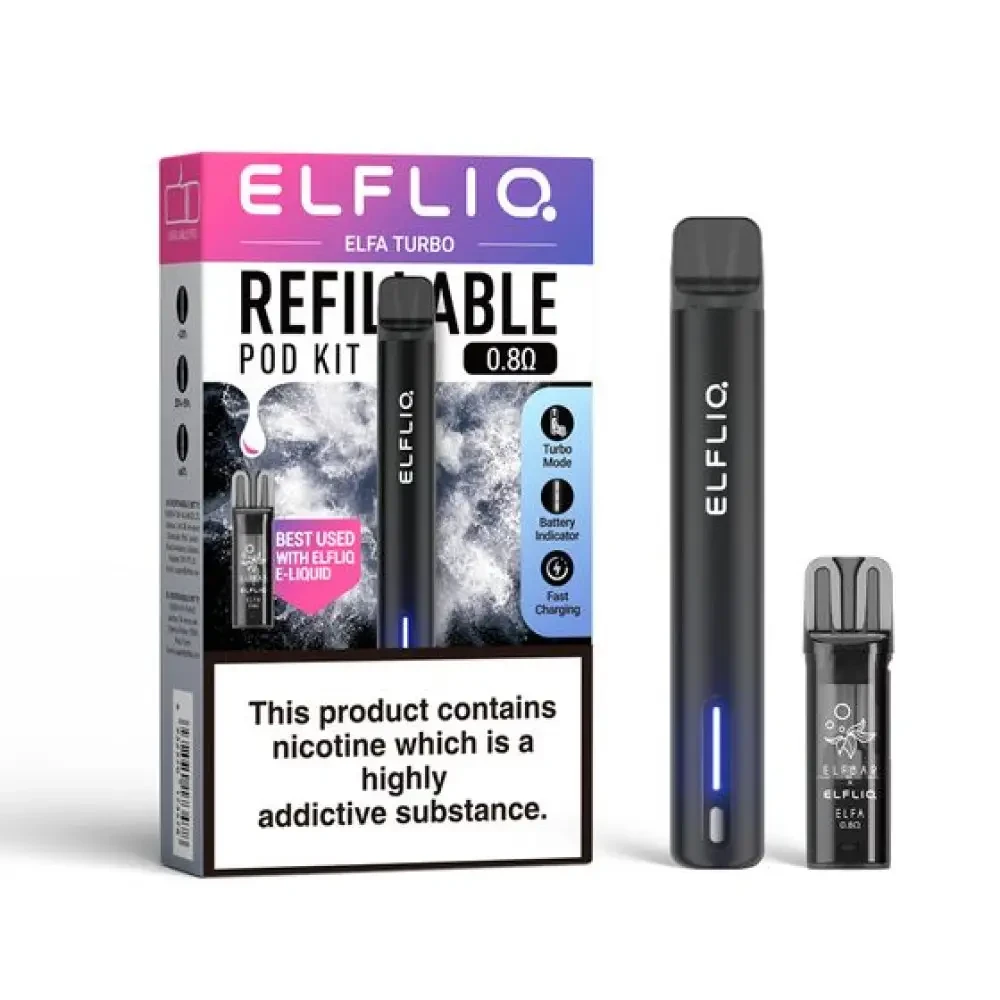  Aurora Black Elfliq Elfa Turbo Vape Pod Kit