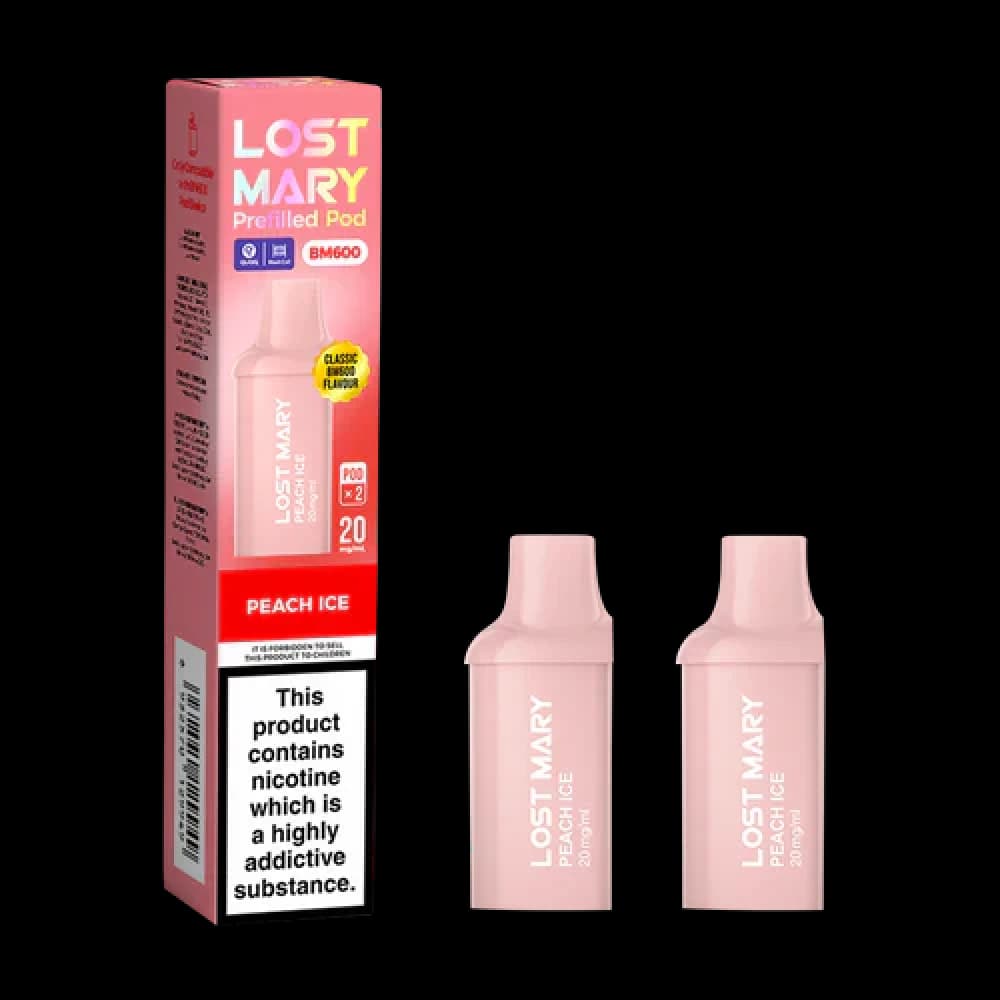  Peach Ice Lost Mary Bm600 Prefilled Pods Box of 10