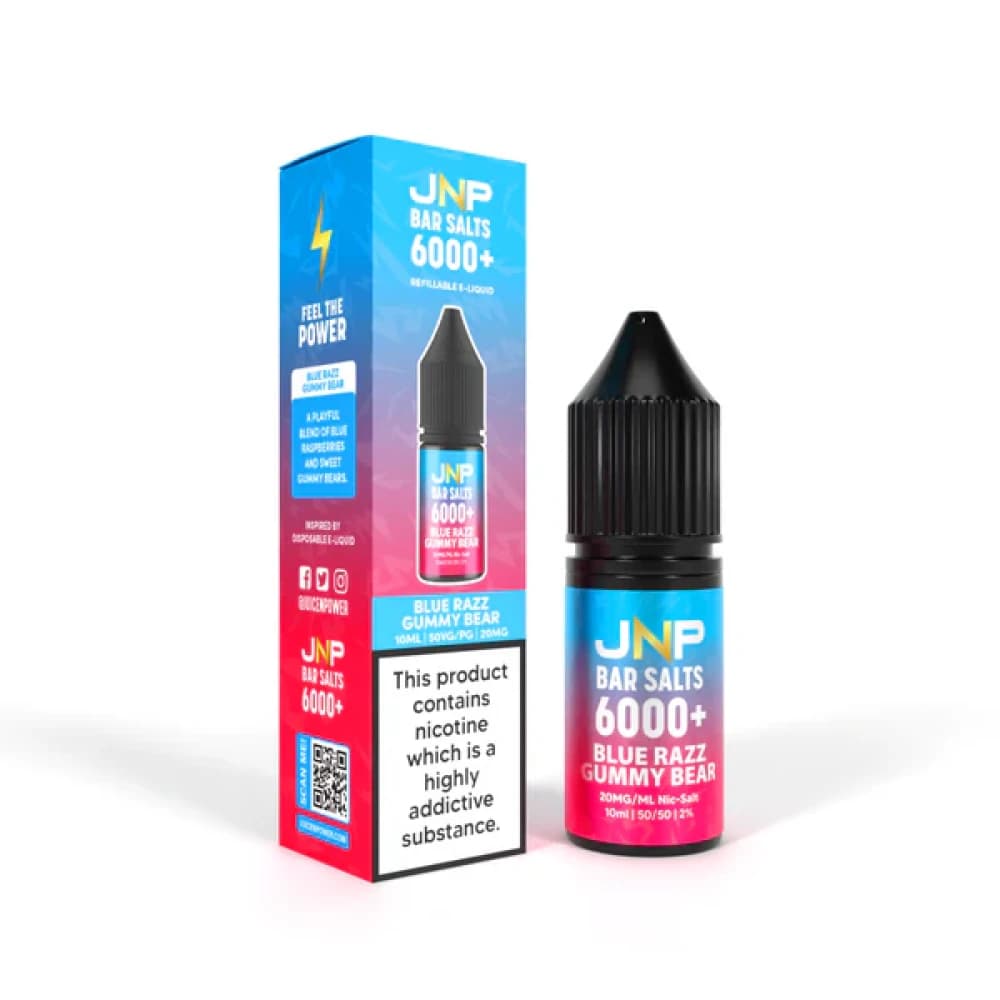  Blue Razz Gummy Bear / 20mg JNP Bar Nic Salts 6000 Box of 10