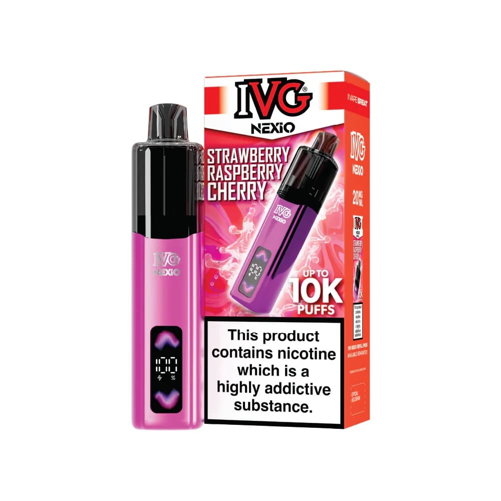  Strawberry Raspberry Cherry IVG Nexio 10k Vape Kit Box of 5