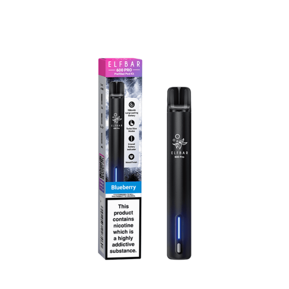 Elf Bar 600 Pro Vape Pod Kit Box of 10 Blueberry