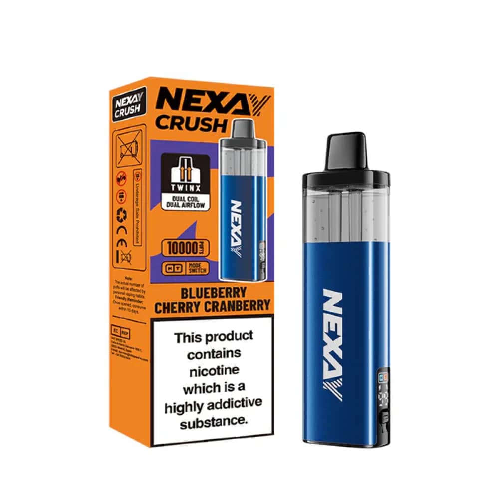 Nexay Crush 10k Pod Vape Kit Box of 5 Blueberry Cherry Cranberry