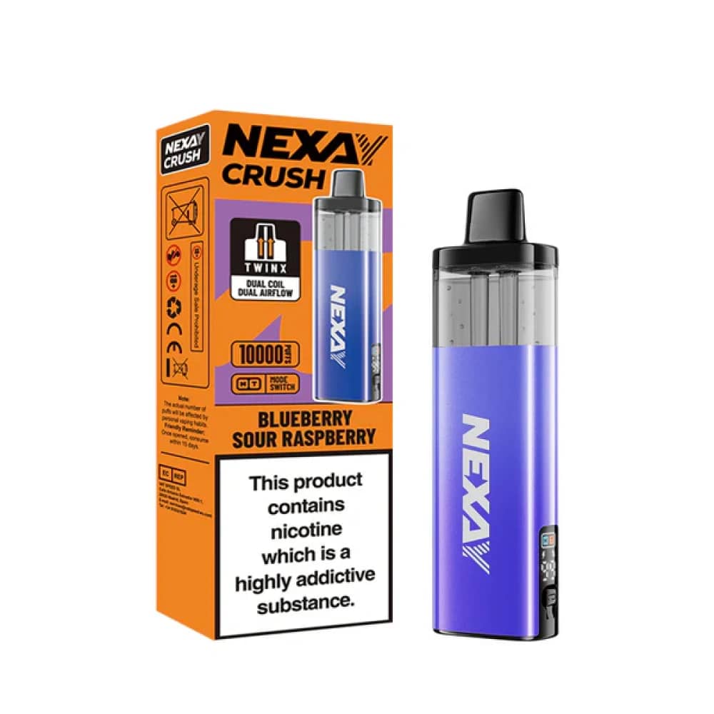 Nexay Crush 10k Pod Vape Kit Box of 5 Blueberry Sour Raspberry