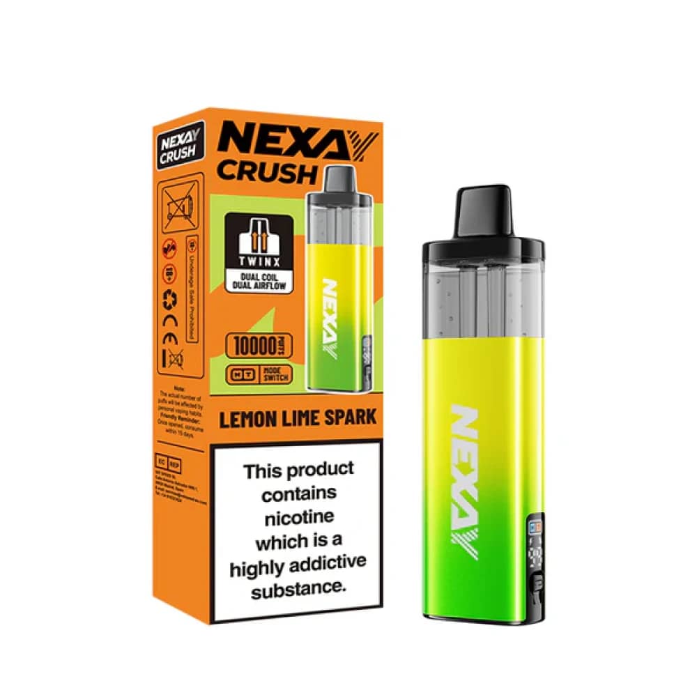 Nexay Crush 10k Pod Vape Kit Box of 5 Lemon Lime Spark