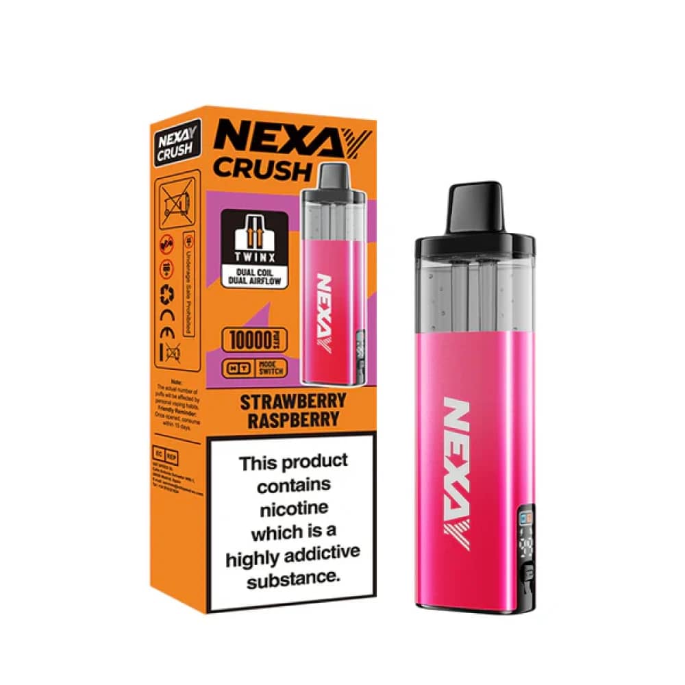 Nexay Crush 10k Pod Vape Kit Box of 5 Strawberry Raspberry