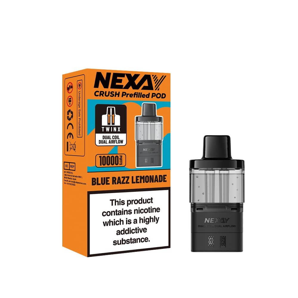 Nexay Crush 10k Refill Pods Box of 5 Blue Razz Lemonade