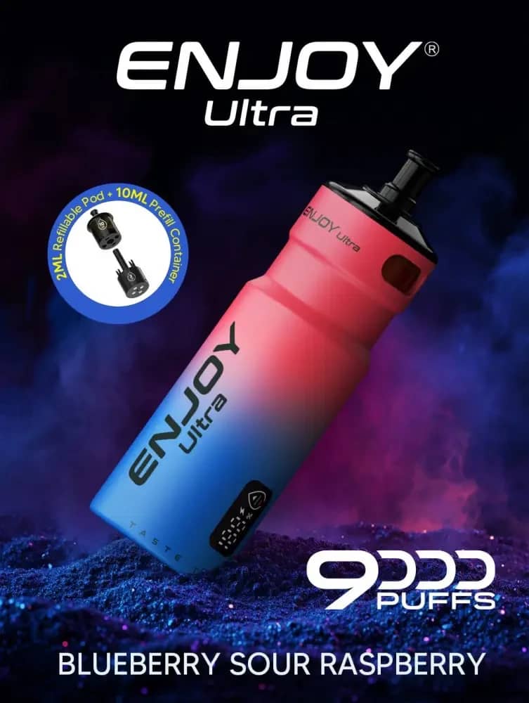 Enjoy Ultra 9000 Vape Kit Box of 5 Blue Sour Raspberry